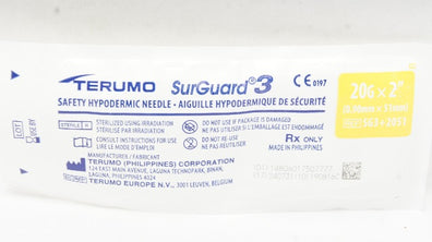 Terumo SG3+2051 SurGuard3 Safety Hypodermic Ndle 20G x 2in